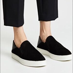 VINCE Garvey Suede Slip-on Mules Sneakers Black 38.5